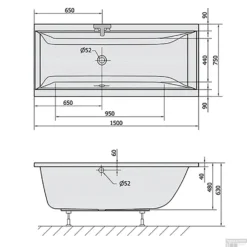 Ligbad Polysan Cleo Inbouw 150x75x48 Cm Wit -Zalig Baden Verkoopwinkel ligbad polysan cleo inbouw 150x75x48 cm wit sph27611 tech