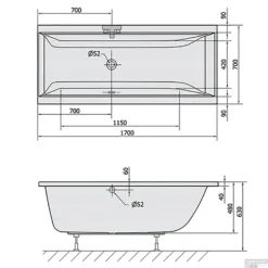 Ligbad Polysan Cleo Inbouw 170x70x48 Cm Wit 11 Ligbad Polysan Cleo Inbouw 170x70x48 Cm Wit -Zalig Baden Verkoopwinkel ligbad polysan cleo inbouw 170x70x48 cm wit sph74611 tech 1