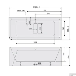 Ligbad Polysan Marlene 175x75x63 Cm Asymmetrisch Rechts Zwart / Wit -Zalig Baden Verkoopwinkel ligbad polysan marlene 175x75x63 cm asymmetrisch rechts zwart wit sph72034mcrb tech
