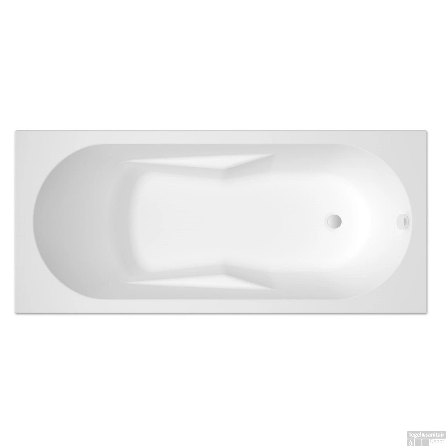 Ligbad Riho Lazy 170x75 Cm Bedieningsknop Midden Wit Glanzend