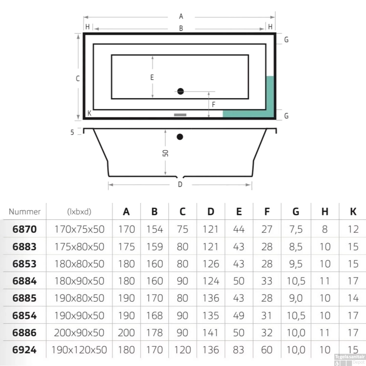Ligbad Xenz Society 180x90x50 Cm Inbouw Acryl Wit 3 Ligbad Xenz Society 180x90x50 Cm Inbouw Acryl Wit - Afbeelding 3