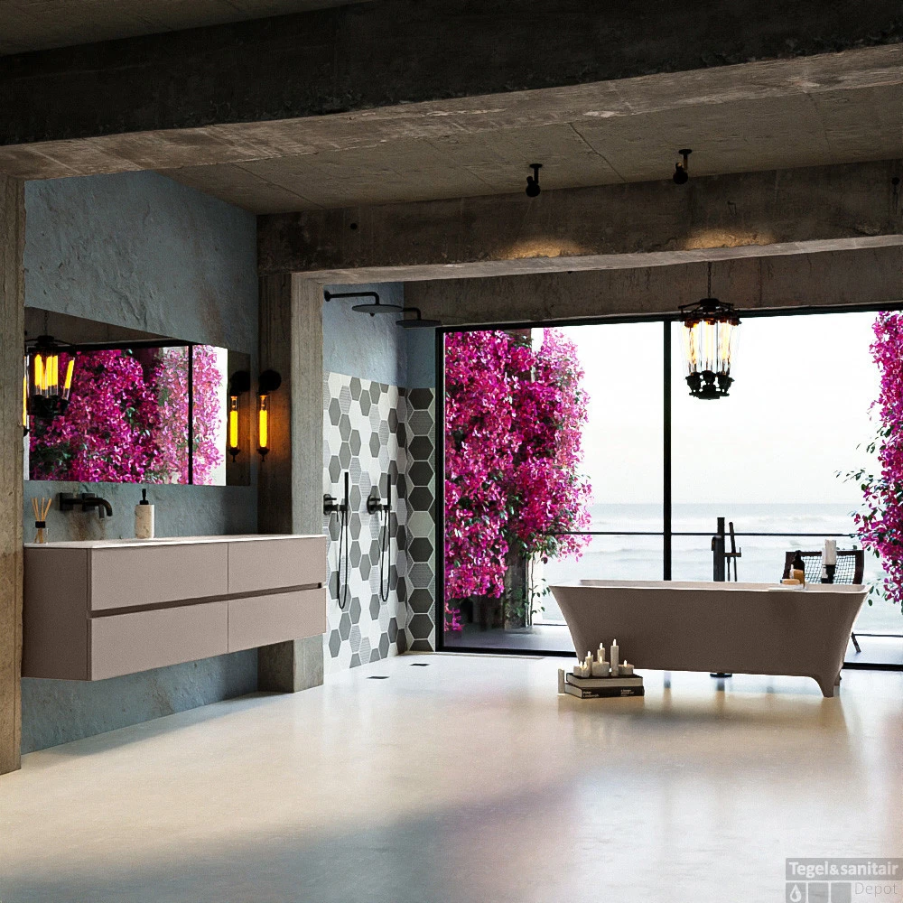 LUNDY Vrijstaand Bad 170x75cm Kleur Smoke / Talc 2 LUNDY Vrijstaand Bad 170x75cm Kleur Smoke / Talc - Afbeelding 2