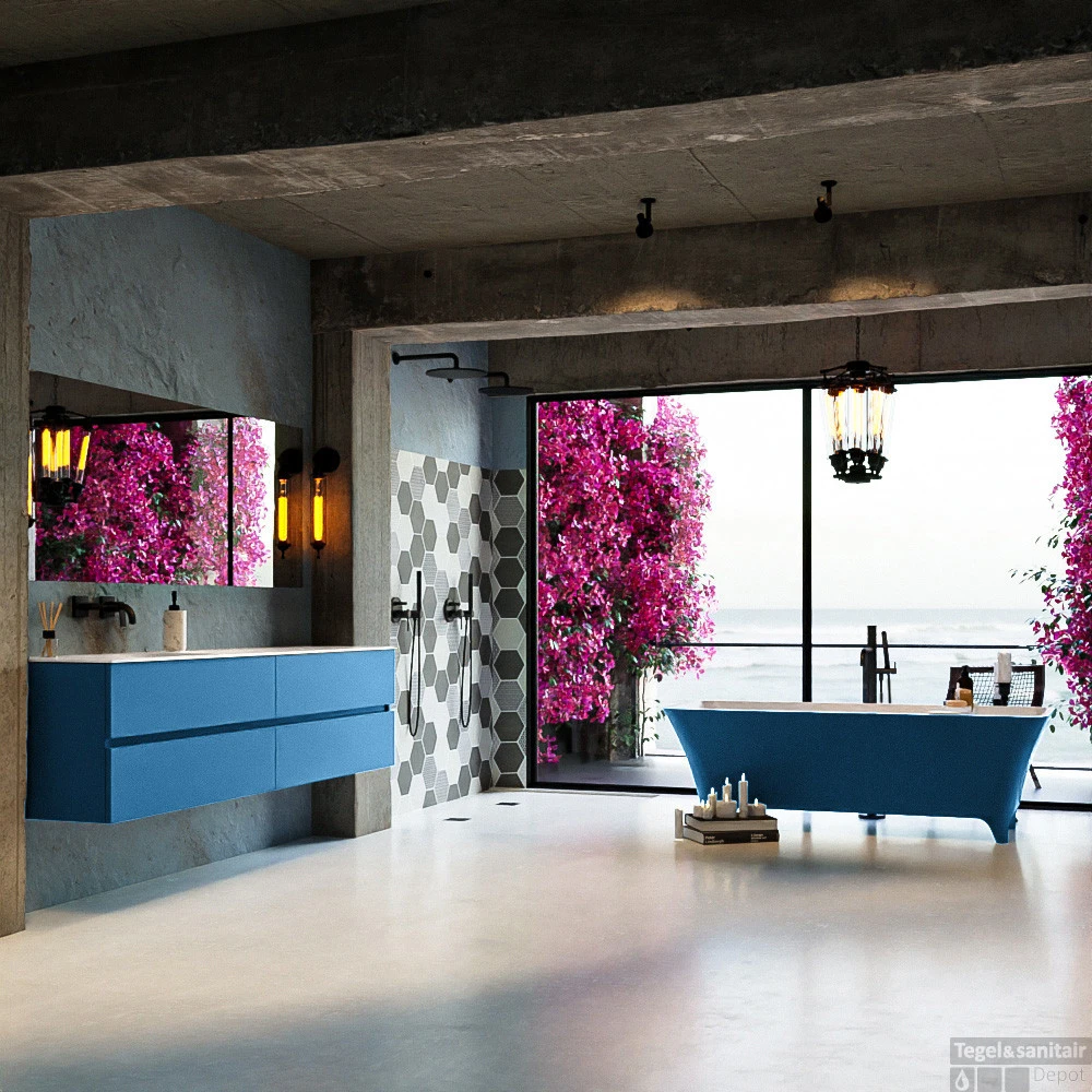 LUNDY Vrijstaand Bad 170x75cm Kleur Jeans / Talc 2 LUNDY Vrijstaand Bad 170x75cm Kleur Jeans / Talc - Afbeelding 2