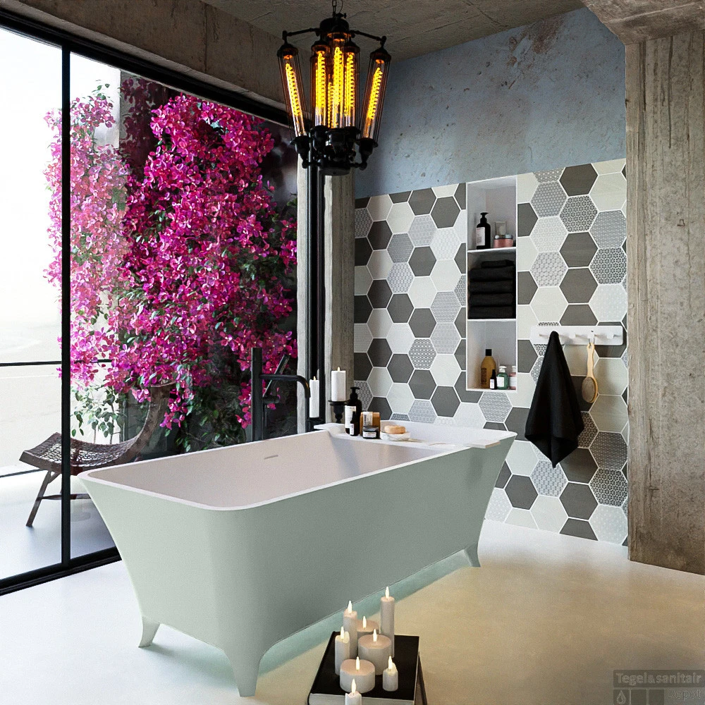 LUNDY Vrijstaand Bad 170x75cm Kleur Greey / Talc 4 LUNDY Vrijstaand Bad 170x75cm Kleur Greey / Talc - Afbeelding 4