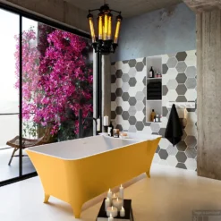 LUNDY Vrijstaand Bad 170x75cm Kleur Ocher / Talc -Zalig Baden Verkoopwinkel lundy 3 00014