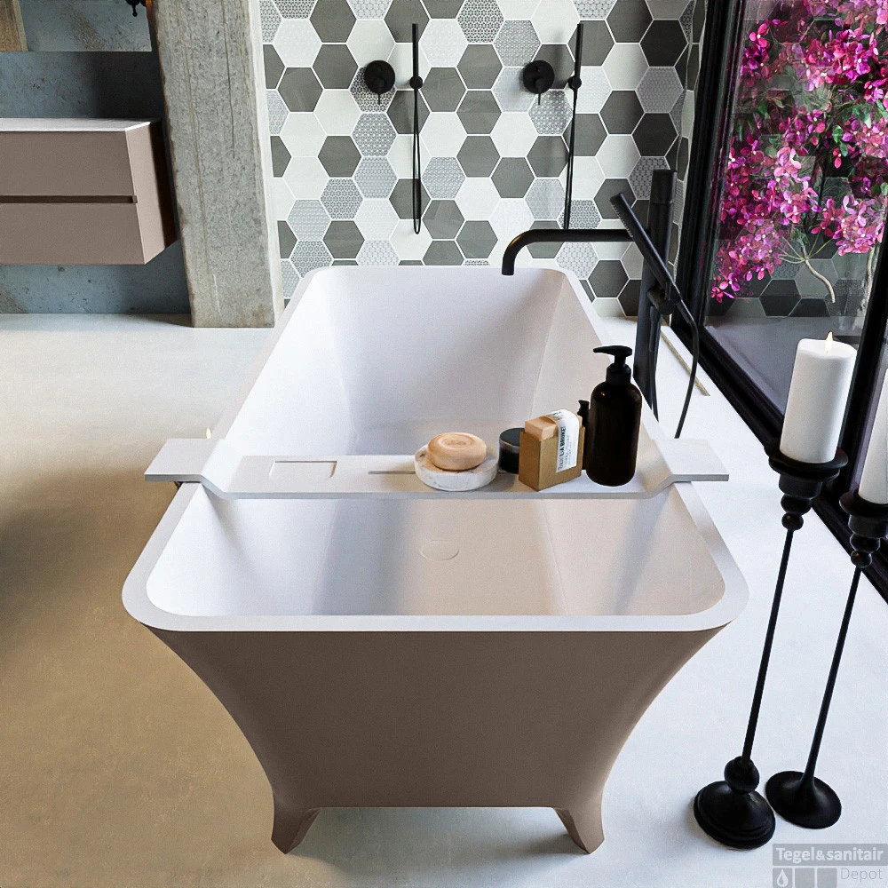 LUNDY Vrijstaand Bad 170x75cm Kleur Smoke / Talc 5 LUNDY Vrijstaand Bad 170x75cm Kleur Smoke / Talc - Afbeelding 5