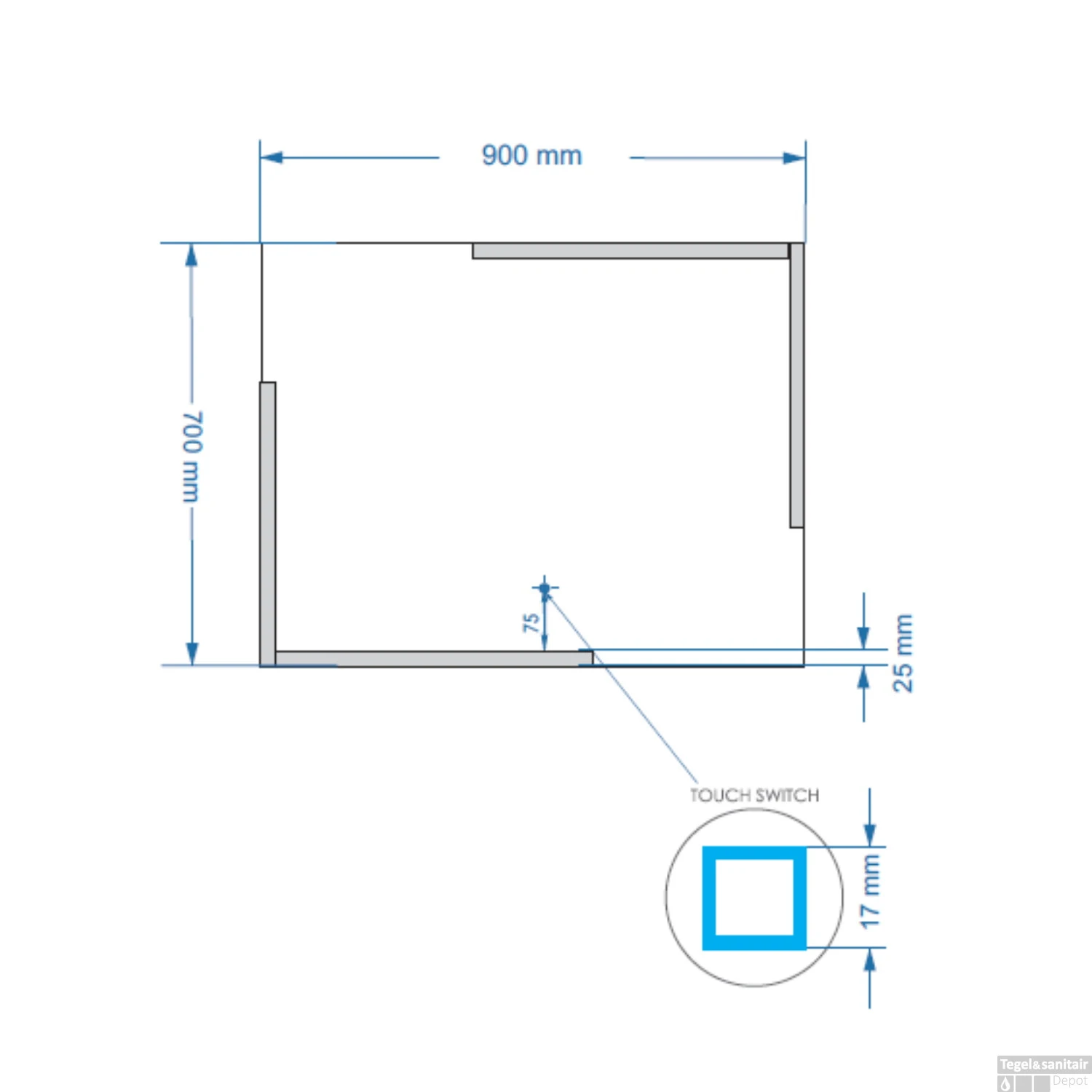 Badkamerspiegel Gliss Design Melite 90x70 Cm Met LED 3 Badkamerspiegel Gliss Design Melite 90x70 Cm Met LED - Afbeelding 3