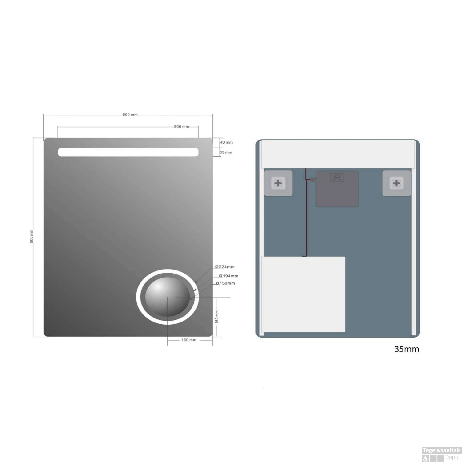 Badkamerspiegel Sapho Astro 60x80 Cm LED En Cosmetica Spiegel 8 Badkamerspiegel Sapho Astro 60x80 Cm LED En Cosmetica Spiegel - Afbeelding 8