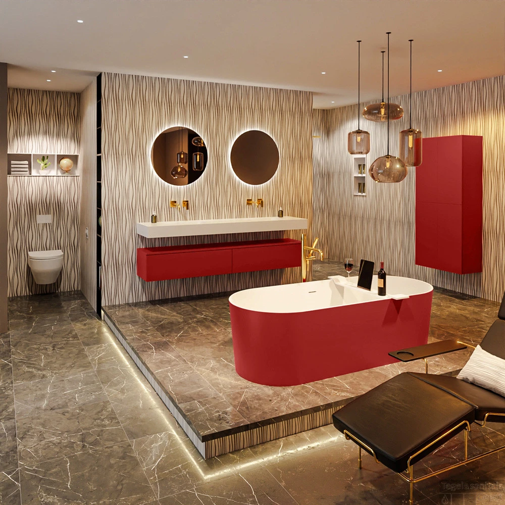 NOBLE Vrijstaand Bad 180x75cm Kleur Fire / Talc 2 NOBLE Vrijstaand Bad 180x75cm Kleur Fire / Talc - Afbeelding 2