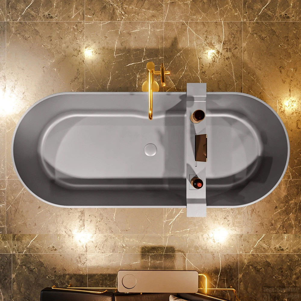 NOBLE Vrijstaand Bad 180x75cm Kleur Dark Grey / Dark Grey 5 NOBLE Vrijstaand Bad 180x75cm Kleur Dark Grey / Dark Grey - Afbeelding 5