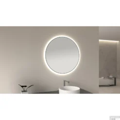 Ronde Spiegel Wiesbaden Novi Met LED, Dimbaar 60 Cm Mat Zwart -Zalig Baden Verkoopwinkel novi spiegels zwart sfeer 3 2