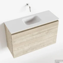 MONDIAZ OLAN 80cm Toiletmeubel Light Brown Grey. LEX Wastafel Talc Midden Geen Kraangat