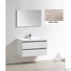 Badkamermeubelset Sanilux Trendline 100x47x50 Cm 2 Kraangaten Eiken Natuur