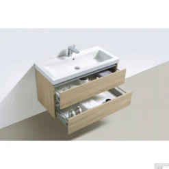 Badkamermeubelset Sanilux Trendline 100x47x50 Cm 2 Kraangaten Light Wood -Zalig Baden Verkoopwinkel onderkast sanilux trendline 100x47x50 cm light wood detail1 2