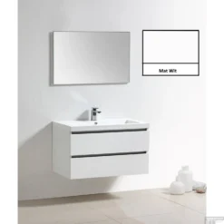 Badkamermeubelset Sanilux Trendline 100x47x50 Cm 2 Kraangaten Mat Wit