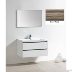 Badkamermeubelset Sanilux Trendline 100x47x50 Cm 2 Kraangaten Stone Wood