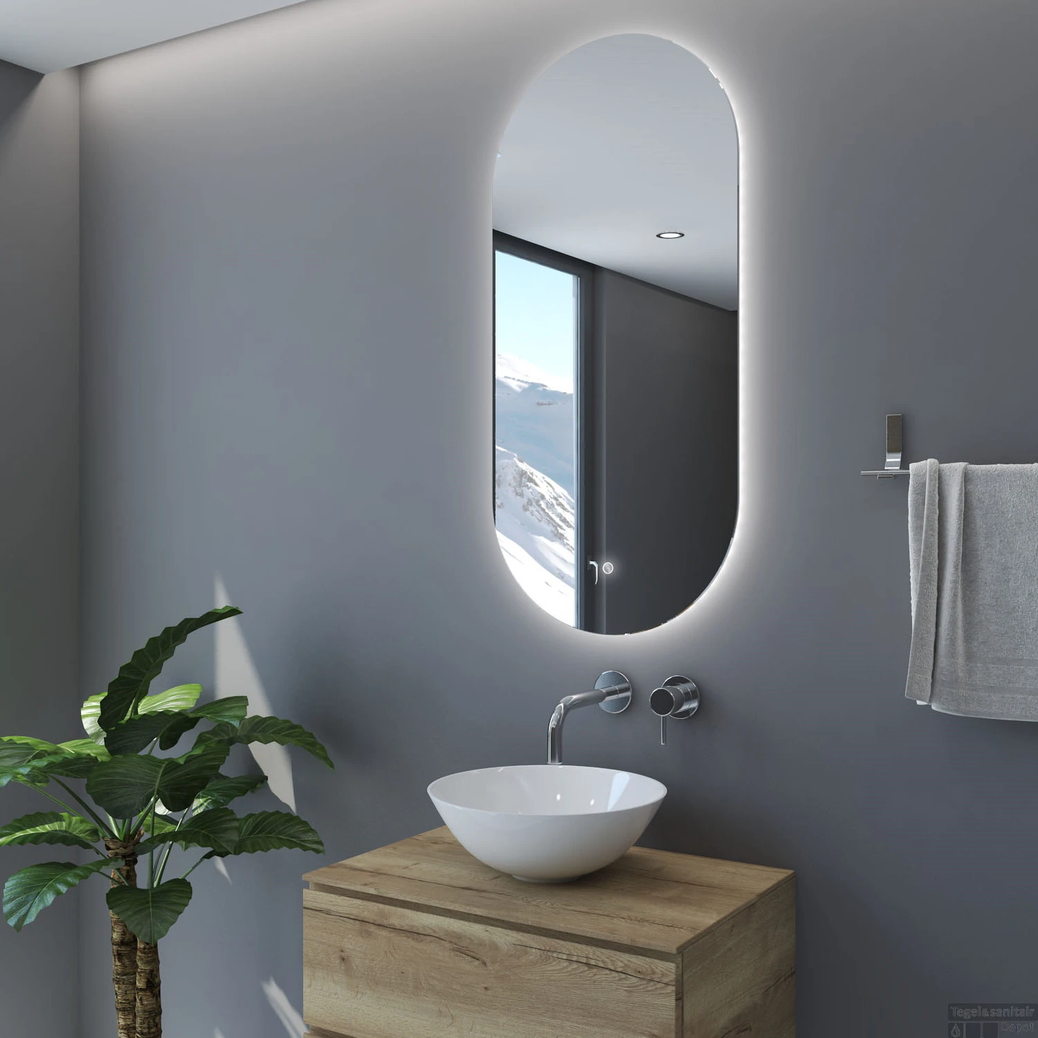 Badkamerspiegel Gliss Orion 50x100cm Verticaal LED Incl. Verwarming 2 Badkamerspiegel Gliss Orion 50x100cm Verticaal LED Incl. Verwarming - Afbeelding 2