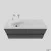 Badkamermeubel Solid Surface BWS Stockholm 120x46 Cm Links Mat Antraciet 4 Laden (zonder Kraangaten)