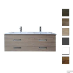 Badkamermeubelset Sanicare Q2 Twee Soft-Close Laden 120 Cm Grey-Wood (spiegel Optioneel)