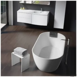 Vrijstaand Ligbad Riho Bilbao 170x80x55,5 Cm Solid Mat Wit -Zalig Baden Verkoopwinkel riho bilbao 170x80x55 5cm solid surface mat wit 2