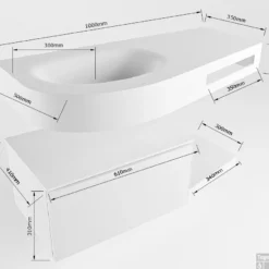 MONDIAZ RIVA 100cm Badmeubel Onderkast / Planchet Kleur Ocher Met 1 Lade. Wastafel DULCET Links 0 Kraangaten Kleur Urban. -Zalig Baden Verkoopwinkel riva 100cm left 13188763193779 1