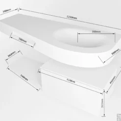 MONDIAZ RIVA 120cm Badmeubel Onderkast / Planchet Kleur Carrara Met 1 Lade. Wastafel DULCET Rechts 0 Kraangaten Kleur Dark_Grey. -Zalig Baden Verkoopwinkel riva 120cm right 13188763193894