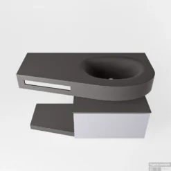 MONDIAZ RIVA 100cm Badmeubel Onderkast / Planchet Kleur Cale Met 1 Lade. Wastafel DULCET Rechts 0 Kraangaten Kleur Dark_Grey. -Zalig Baden Verkoopwinkel riva onderkast cale planchet dulcet dark grey google 3 0003