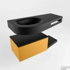 MONDIAZ RIVA 100cm Badmeubel Onderkast / Planchet Kleur Ocher Met 1 Lade. Wastafel DULCET Links 0 Kraangaten Kleur Urban. -Zalig Baden Verkoopwinkel riva onderkast ocher planchet dulcet urban google 1 0002