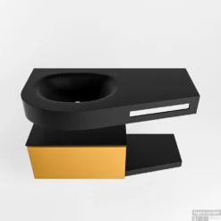 MONDIAZ RIVA 100cm Badmeubel Onderkast / Planchet Kleur Ocher Met 1 Lade. Wastafel DULCET Links 0 Kraangaten Kleur Urban. -Zalig Baden Verkoopwinkel riva onderkast ocher planchet dulcet urban google 3 0002