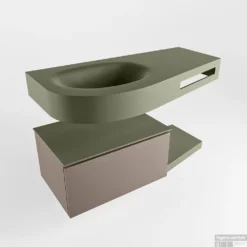 MONDIAZ RIVA 100cm Badmeubel Onderkast / Planchet Kleur Smoke Met 1 Lade. Wastafel DULCET Links 1 Kraangat Kleur Army. -Zalig Baden Verkoopwinkel riva onderkast smoke planchet dulcet army google 1 0004