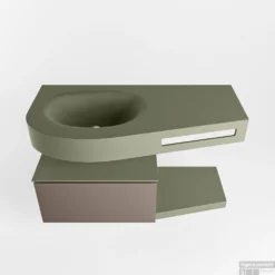MONDIAZ RIVA 100cm Badmeubel Onderkast / Planchet Kleur Smoke Met 1 Lade. Wastafel DULCET Links 1 Kraangat Kleur Army. -Zalig Baden Verkoopwinkel riva onderkast smoke planchet dulcet army google 3 0004
