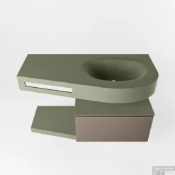 MONDIAZ RIVA 100cm Badmeubel Onderkast / Planchet Kleur Smoke Met 1 Lade. Wastafel DULCET Rechts 1 Kraangat Kleur Army. -Zalig Baden Verkoopwinkel riva onderkast smoke planchet dulcet army google 3 0005