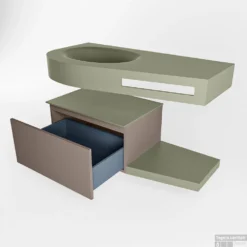 MONDIAZ RIVA 100cm Badmeubel Onderkast / Planchet Kleur Smoke Met 1 Lade. Wastafel DULCET Links 1 Kraangat Kleur Army. -Zalig Baden Verkoopwinkel riva onderkast smoke planchet dulcet army google 5 0004