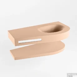 MONDIAZ RIVA 100cm Wastafel Met Planchet Kleur Rosee. Wastafel DULCET Rechts 0 Kraangaten Kleur Rosee. -Zalig Baden Verkoopwinkel riva planchet rosee dulcet rosee google 5 0003