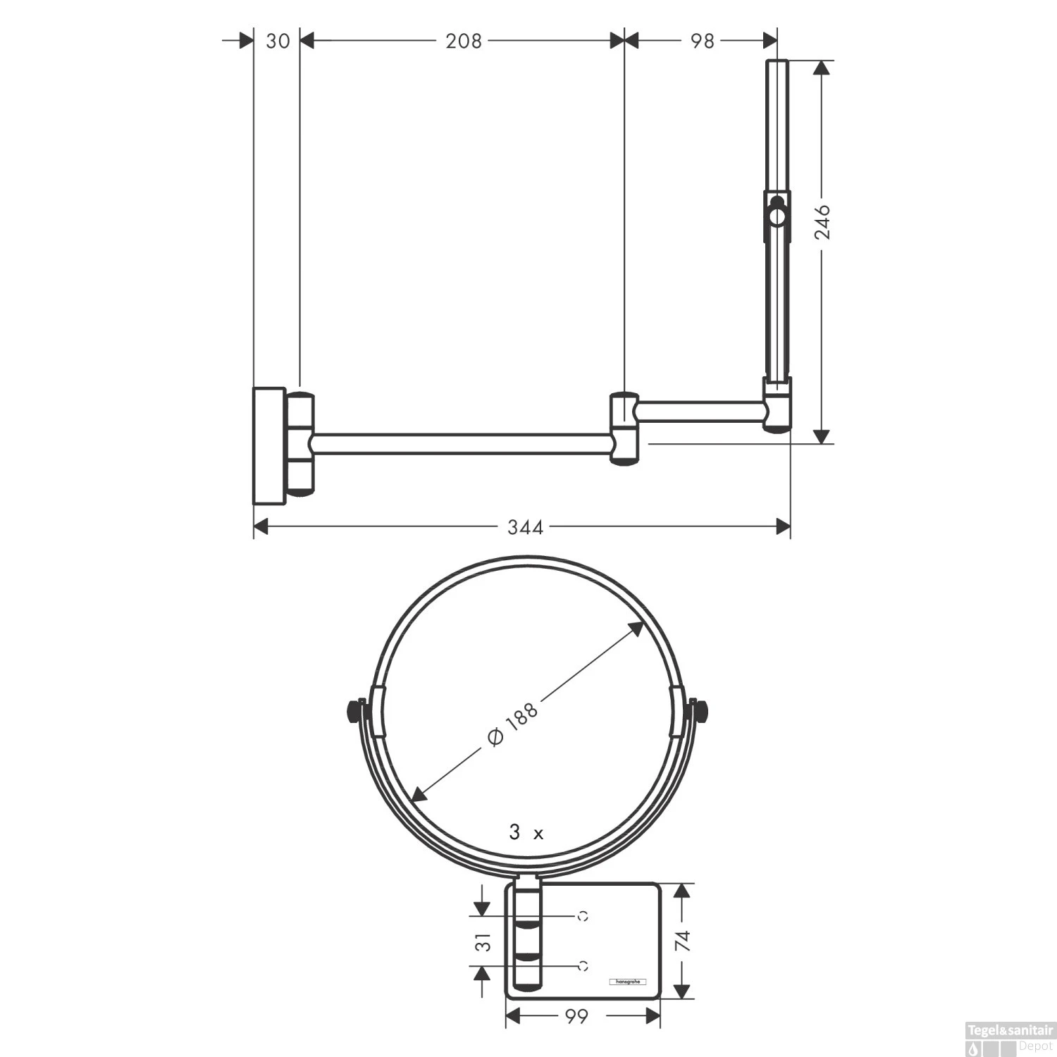 Scheerspiegel AddStoris HansGrohe Chroom 2 Scheerspiegel AddStoris HansGrohe Chroom - Afbeelding 2