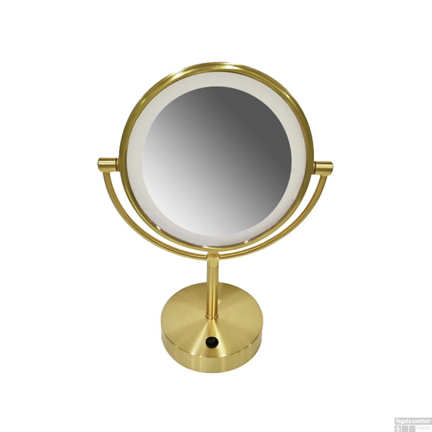 Scheerspiegel Wiesbaden Met LED Verlichting 20cm Staand 5x Vergrotend Geborsteld Messing Goud 1 Scheerspiegel Wiesbaden Met LED Verlichting 20cm Staand 5x Vergrotend Geborsteld Messing Goud