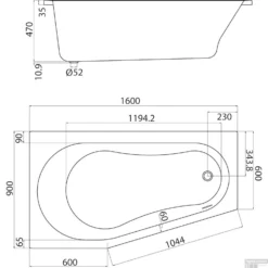 Nieuwe Producten -Zalig Baden Verkoopwinkel sealskin ligbad get wet optimo compactbad 160x90x60 cm links wit tech