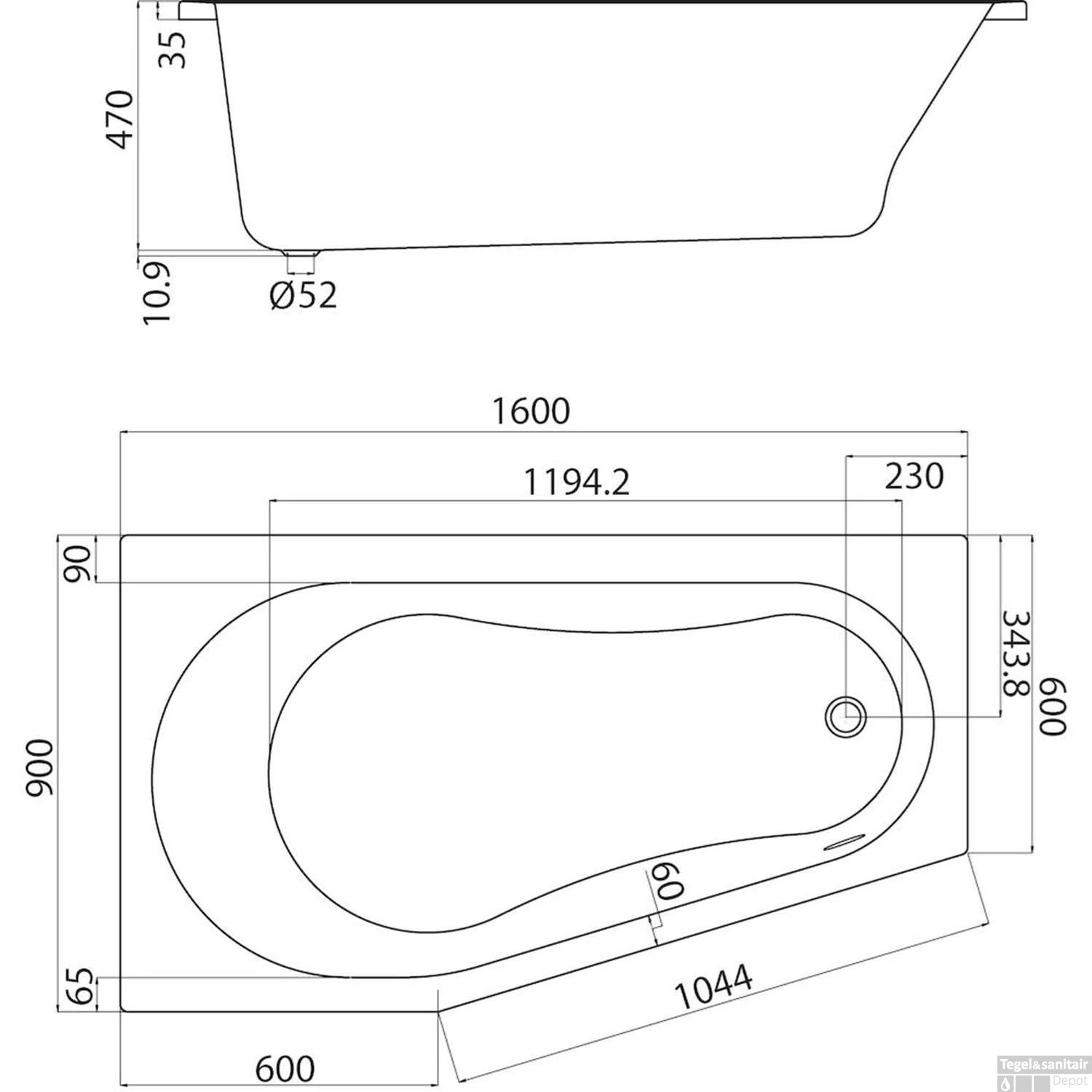 Sealskin Ligbad Optimo Compactbad 160x90x60 Cm Links Wit 2 Sealskin Ligbad Optimo Compactbad 160x90x60 Cm Links Wit - Afbeelding 2