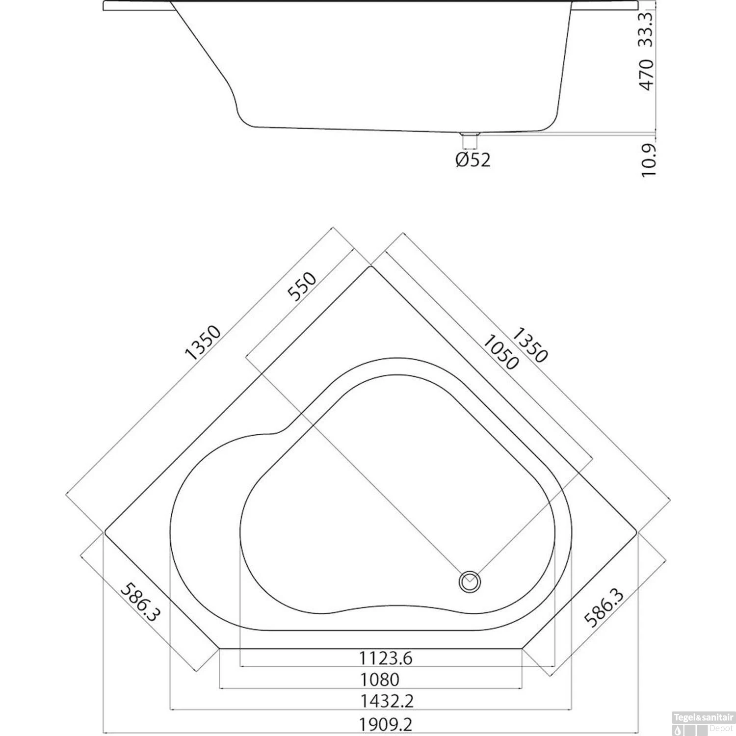 Sealskin Ligbad Optimo Hoekbad 135x135 Cm Wit 2 Sealskin Ligbad Optimo Hoekbad 135x135 Cm Wit - Afbeelding 2