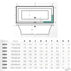 Ligbad Xenz Society Ebony 180x80x50 Cm Mat Zwart -Zalig Baden Verkoopwinkel society technische tekening 7