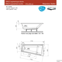 Ligbad Allibert Spacy 170x90 Cm Rechts Asymmetrisch 5 Ligbad Allibert Spacy 170x90 Cm Rechts Asymmetrisch -Zalig Baden Verkoopwinkel spacy rechts 170x90 tech