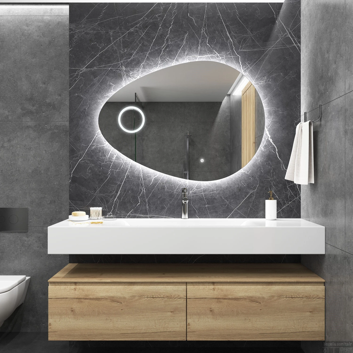 Badkamerspiegel Gliss Atlas 120x90cm Verticaal LED Incl. Verwarming 1 Badkamerspiegel Gliss Atlas 120x90cm Verticaal LED Incl. Verwarming