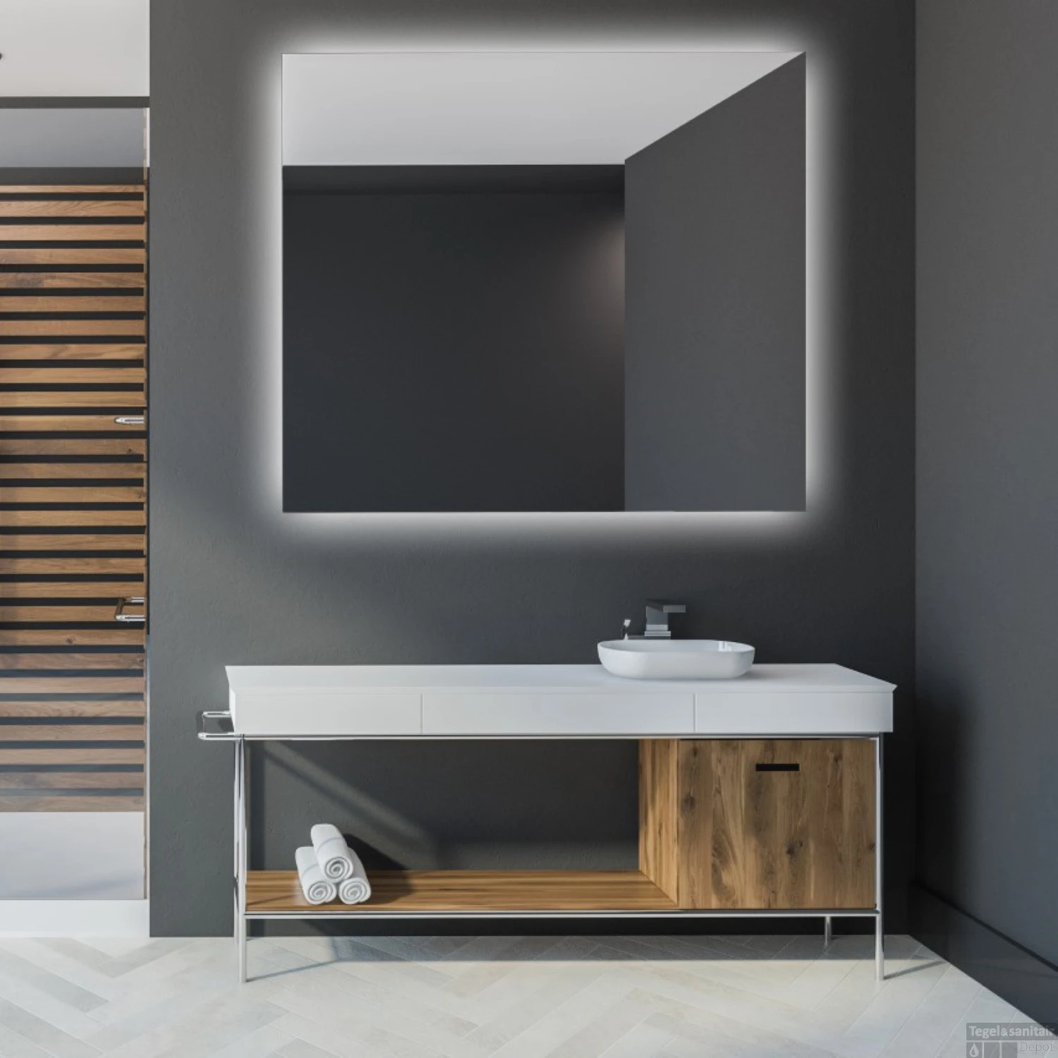 Spiegel Gliss Design Backlight LED Verlichting 120cm 1 Spiegel Gliss Design Backlight LED Verlichting 120cm