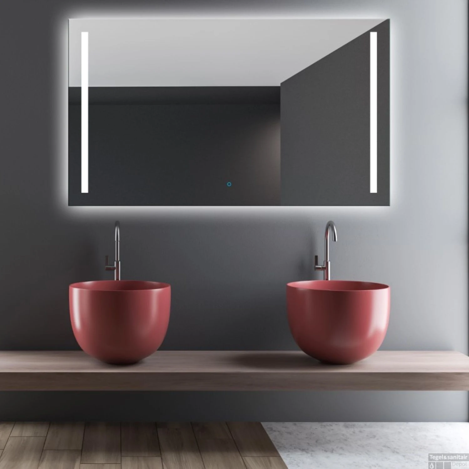 Spiegel Gliss Design Verticaal Led Standaard Dubbele LED Verlichting 90cm 2 Spiegel Gliss Design Verticaal Led Standaard Dubbele LED Verlichting 90cm - Afbeelding 2