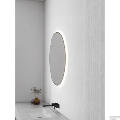 Ronde Spiegel Wiesbaden Novi Met LED, Dimbaar 60 Cm Geborsteld Messing -Zalig Baden Verkoopwinkel spiegel novi messing sfeer 1 2