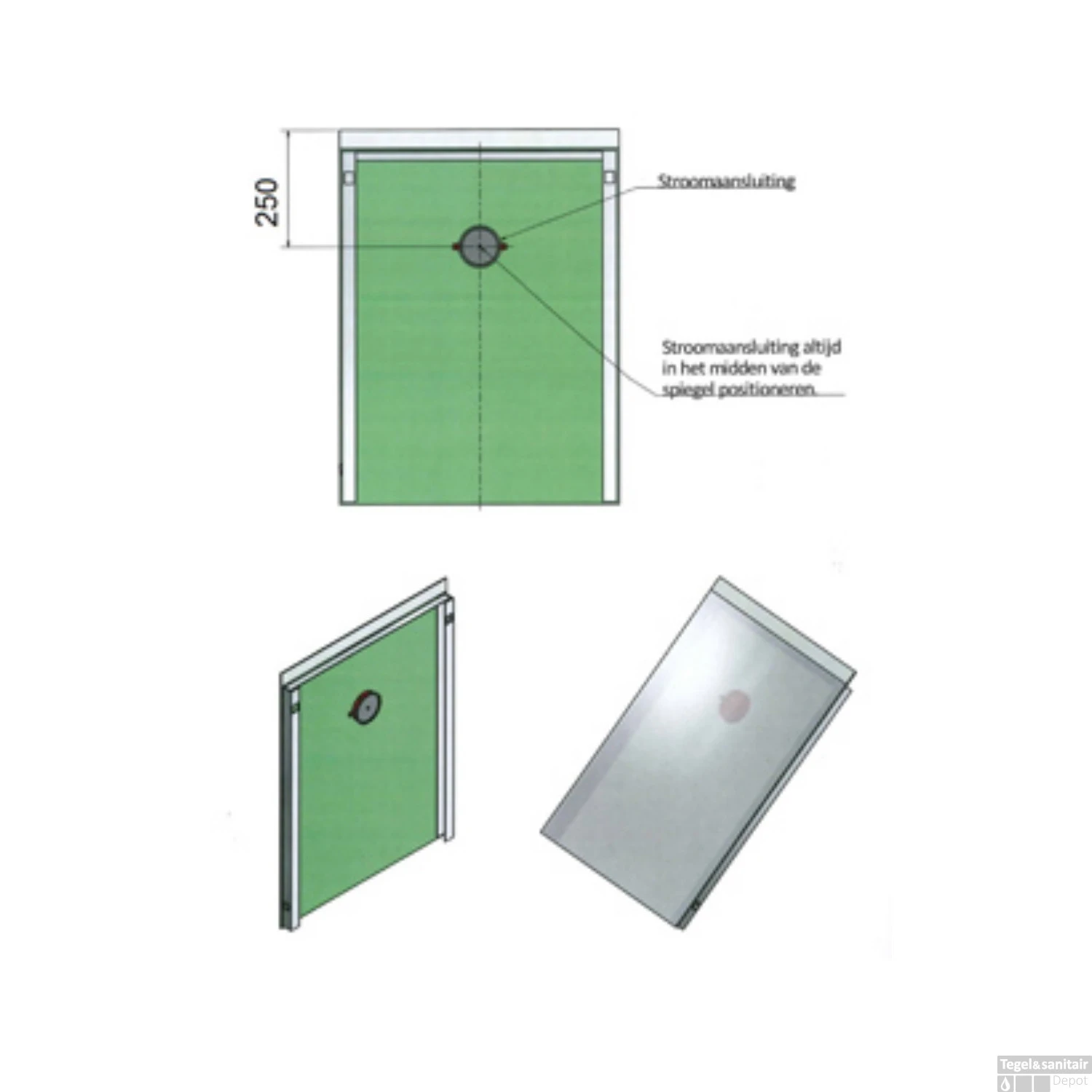 Spiegel Plieger One Met LED Verlichting Horizontaal 60x60cm 2 Spiegel Plieger One Met LED Verlichting Horizontaal 60x60cm - Afbeelding 2