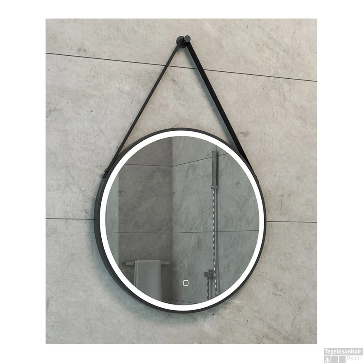 Spiegel Rond Met Band Boss & Wessing Snow Ledverlichting En Spiegelverwarming 60 Cm Mat Zwart 1 Spiegel Rond Met Band Boss & Wessing Snow Ledverlichting En Spiegelverwarming 60 Cm Mat Zwart