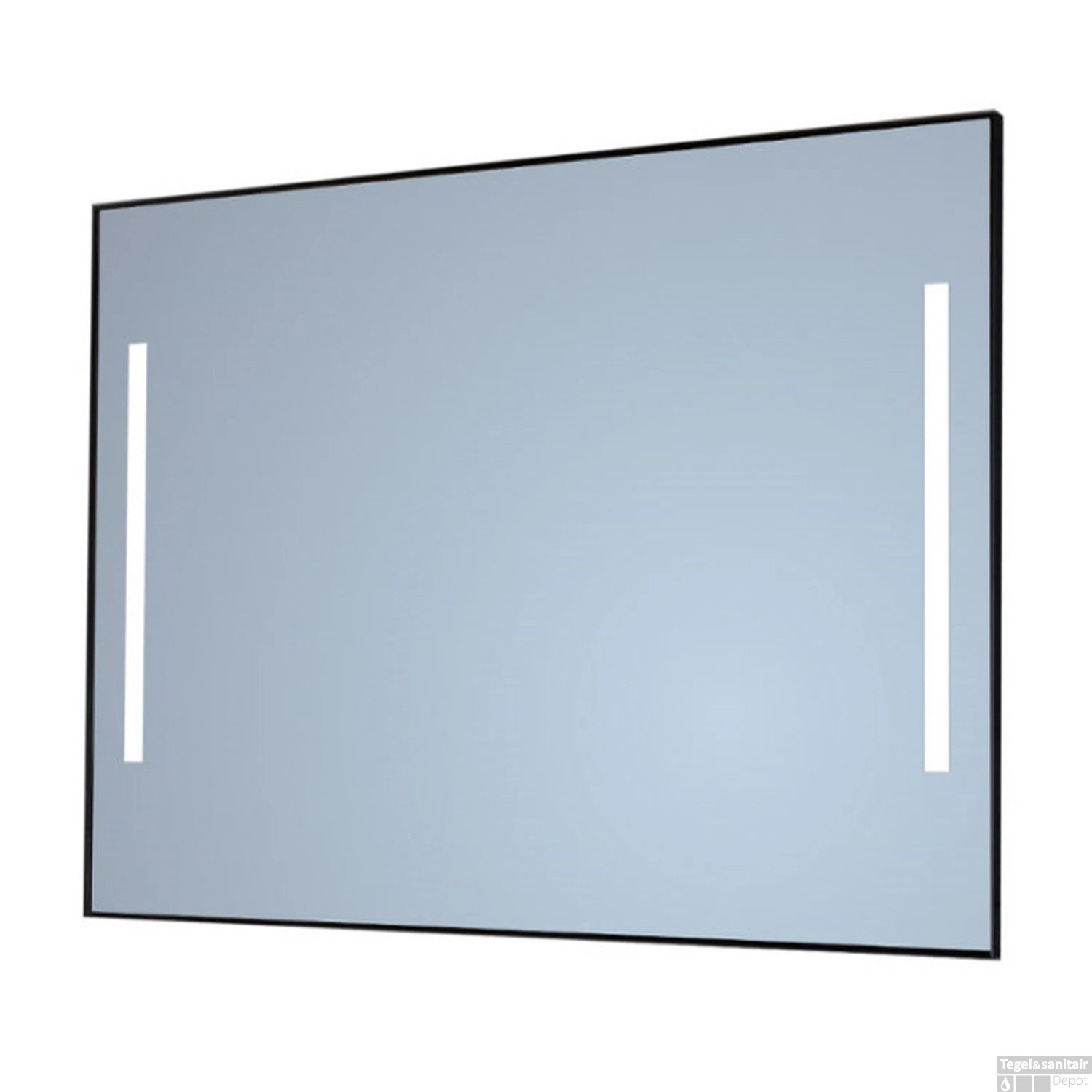 Spiegel Sanicare Q-Mirrors 80x70 Cm Vierkant Met Links & Rechts LED Cold White, Omlijsting Aluminium Incl. Ophangmateriaal Met Afstandsbediening