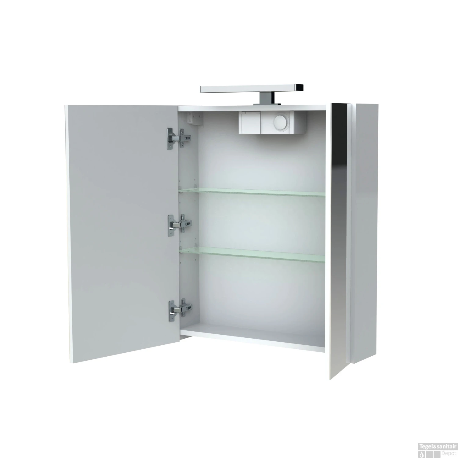 Spiegelkast Allibert Juno LED Verlichting NL Stopcontact 60x75.2x16cm Softclose Deuren Glans Wit