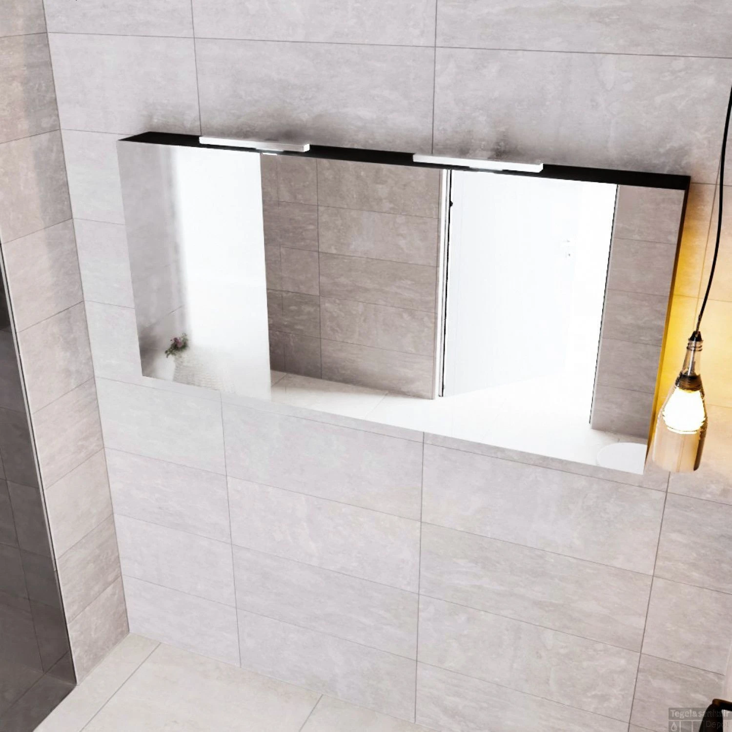 Spiegelkast Boss & Wessing Cube 150x70x16 Cm Mat Zwart Urban (3 Deuren) 2 Spiegelkast Boss & Wessing Cube 150x70x16 Cm Mat Zwart Urban (3 Deuren) - Afbeelding 2